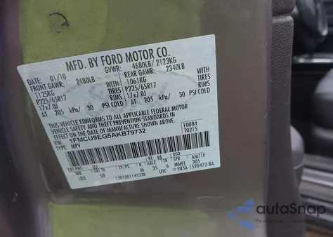 2010 Ford Escape Limited z USA, uszkodzony, nr VIN 1FMCU9EG5AKB79732